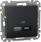 USB charger, Sedna Design & Elements, type A+C, 3A, 21W, PRO, anthracite SDD114405 | 3606487105022