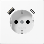Socket outlet 16A/250V, with USB-A and USB-C chargers, white, LS, Safety+ LS1520-15CAWW | 4011377184640