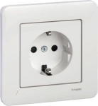 Socket-outlet, Exxact, 2P + E, 16A, side earth, with shutter, white WDE008276 | 3606480332937