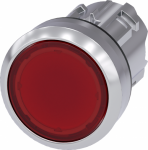 Illuminated pushbutton, 22 mm, round, metal, shiny, red, pushbutton, flat, momentary contact type 3SU1051-0AB20-0AA0 | 4011209965683