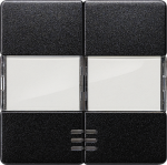 1+1 Rocker switch for two-way switch, with window, with label for Series, 55x55mm, carbon metallic DELTA i-system 5TG6233 | 4001869233611