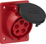CEE-receptacle flange 80x97 angled 5x20A (3P+N+PE) 7h IP44 red 4159-7 | 9003399453205
