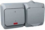 2P one way switch with locator light + socket IP44 gray Cedar Plus WDE000603