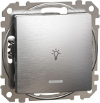 1-way Push-Button 10A with Blue LED Locator light with Lamp Symbol, brushed aluminium Sedna Elements SDD170132L | 3606481480675