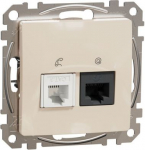 RJ45 + RJ11 data outlet CAT5E UTP, beige Sedna Design SDD112458 | 3606481466372