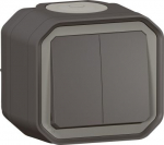 PLEXO 2 GANG 2-WAY SWITCH OR 2 GANG PUSH BUTTON - ANTHRACITE - SURFACE 069775L | 3414972110266