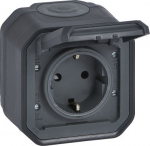PLEXO GERMAN STANDARD SOCKET OUTLET WITH SCREW TERMINALS - ANTHRACITE - SURFACE 069783L | 3414971882799