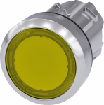 Illuminated pushbutton, 22 mm, round, metal, shiny, yellow, pushbutton, flat, momentary contact type 3SU1051-0AB30-0AA0 | 4011209965690
