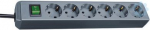 Extension cord 6 sockets 1.5m H05VV-F 3x1.5, with switch, silver grey 1159540015 | 4007123251742