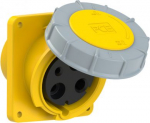 CEE-flanged socket 3x125A(2P+PE) 4h IP67 120x130 sloping yellow POWER TWIST 443-4 | 9003399719806