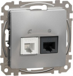 RJ45 + RJ11 data outlet CAT5E UTP, aluminium Sedna Design SDD113458 | 3606481466792