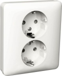 Double socket-outlet, Exxact, 2P + E, 16A, side earth, with shutter, screwless terminals, white WDE002597 | 3606480426544