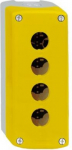 Yellow empty enclosure lid with light grey base, 4 cut-outs. range of product: Harmony XALK - product or component type: empty control station - device short name: XALK - product destination: for XB5 &Oslash; 22 mm control and signalling units - control sta ...