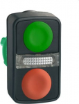 Illuminated double headed push button head, Harmony XB5, plastic, 22mm, 1 green flush + 1 pilot ligh ZB5AW7A3740 | 3389119043359