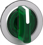 Head for illuminated selector switch, Harmony XB4, metal, green handle, 30mm, universal LED, 3 posit ZB4FK1733 | 3606489582272