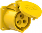 CEE-flanged socket 3x16A(2P+PE) 4h IP44/IP54 55x55 yellow 313-4F5 | 9003399043369