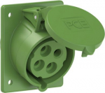 CEE-flanged socket 4x32A(3P+PE) 2h IP44 80x97 sloping green 424-2 | 9003399672675