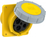 CEE-flanged socket 4x125A(3P+PE) 4h IP67 120x130 sloping yellow POWER TWIST 444-4 | 9003399326684