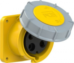CEE-flanged socket 3x63A(2P+PE) 4h IP67 POWER TWIST 100x100 yellow 333-4 | 9003399062407