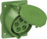 CEE-flanged socket 5x32A(3P+N+PE) 2h IP44/IP54 80x97 sloping green 425-2 | 9003399959288