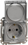 Socket outlet IP44, grounded, with lid, screwless, aluminium Sedna Design SDD213024 | 3606481482051