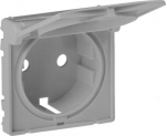 Cover plate Valena Life - 2P+E socket - German standard - with flap - aluminium 754842 | 3414970458094