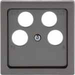 As cover for 4gang Antenna socket insert.   Outputs in a trapezoidal arrangement e.g. TV/R/SAT/SAT or TV/R/DATA/DATA or TV/R/SAT/DATA.   Surface painted. 2CKA001724A4369 | 4011395225349