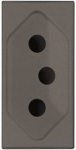Color: Anthracite   Rated voltage: 250 Vac.   Rated current: 20 A.   Type N: 2P + E.   Shuttered for child safety.   Screw terminals.   Size: 1 module 2CLA213620N1802 | 8427238192215