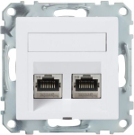 Data socket, Exxact, mechanism with fixing frame, RJ45 Cat6A, STP, angled, white WDE002440 | 3606480910395