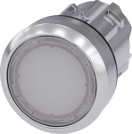 Illuminated pushbutton, 22 mm, round, metal, shiny, white, pushbutton, flat, momentary contact type 3SU1051-0AB60-0AA0 | 4011209965720