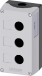Enclosure for command devices, 22 mm, round, Enclosure material plastic, enclosure top part gray, 3 control points plastic, Recess for labels, without equipment 3SU1803-0AA00-0AB1 | 4011209970199
