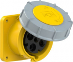 CEE-flanged socket 4x63A(3P+PE) 4h IP67 POWER TWIST 100x100 yellow 334-4 | 9003399017155