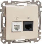 RJ45 + RJ11 data outlet CAT6 UTP, beige Sedna Design SDD112468 | 3606481466464