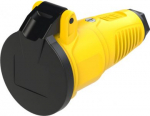 Socket outlet, rubber 3x16A (2P+E), IP54, with lid, yellow/black, Taurus2 2522-ES | 9003399472794