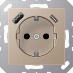Socket outlet, 16A/250V, with USB-A and USB-C chargers, champagne, A500 A1520-15CACH | 4011377184367