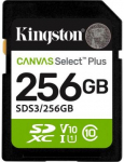 Kingston Canvas Select Plus | 256 GB | SD | Flash memory class Class 10, UHS-I, U1/U3, Video Class 10/30 SDS3/256GB | 740617348316