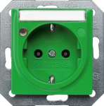 DELTA i-system green (SV) SCHUKO socket outlet 10/16 A 250 V With screwless Connection terminals Status indicator, Labeling field cover plate 55 x 55 mm DELTA switches and socket outlets � design and quality to perfection from Siemens. Due to its ete ...