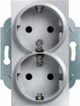 DELTA miro SCHUKO double socket outlet 10/16A 250V with/without screw-type terminals with increased touch protection aluminum metallic without claws DELTA switches and socket outlets � design and quality to perfection from Siemens. Due to its eternal ...