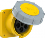 CEE-flanged socket 5x63A(3P+N+PE) 4h IP67 POWER TWIST 100x100 yellow 335-4 | 9003399676253