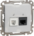 RJ45 + RJ11 data outlet CAT6 UTP, aluminium Sedna Design SDD113468 | 3606481466884