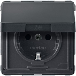 !!! EOL !!! Socket-outlet w. hinged lid, shuttered, anthracite, Merten Aquadesign MTN2310-7214 | 3606480303852