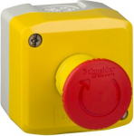 Yellow station, 1 red mushroom head pushbutton &Oslash;40 turn to release 1NC. range of product: Harmony XALK - product or component type: complete control station - device short name: XALK - product destination: for XB5 &Oslash; 22 mm control and signalling units ...