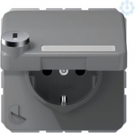 Socket outlet with hinged lid and safety lock, 16A/250V, earthed, grey, screwless, CD, Safety+ CD1520NAKLSLGR | 4011377157675
