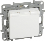 2P+E German std socket outlet Niloe -with shut. -flap cover -screw term. -white 764532 | 3414970682611