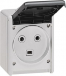 Socket outlet Plexo IP44 - 32 A - 2P+E - 230 V - surface mounting - grey 055872 | 3245060558727
