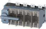Switch disconnector with fuse 630 A, Size 5, 4-pole for LV HRC fuse Sz. 2 and 3 Front operating mechanism left Complete unit with direct operating mechanism gray flat terminal 3KF switch disconnector with fuses as main, EMERGENCY STOP or maintenance  ...