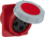 CEE-flanged socket 3x125A(2P+PE) 9h IP67 120x130 sloping red POWER TWIST 443-9 | 9003399379918