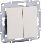 Switch, 2-gangs, one-way, without frame, cream, 10AX, Asfora EPH0301423 | 3606480595752