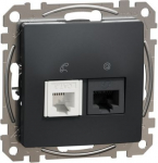 RJ45 + RJ11 data outlet CAT6 UTP, anthracite Sedna Design SDD114468 | 3606481467300