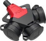 3-way rubber connector Taurus2 with lid 16A 250V 3p (2P+E) IP44, black 253711-sr | 9003399619540